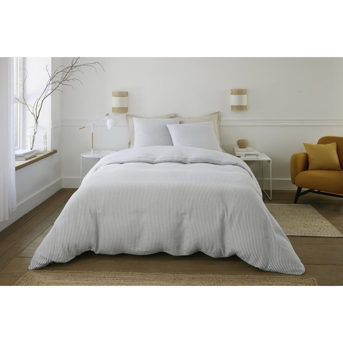 BATON ROUGE Parure housse de couette 100% gaze de coton imprimé laya