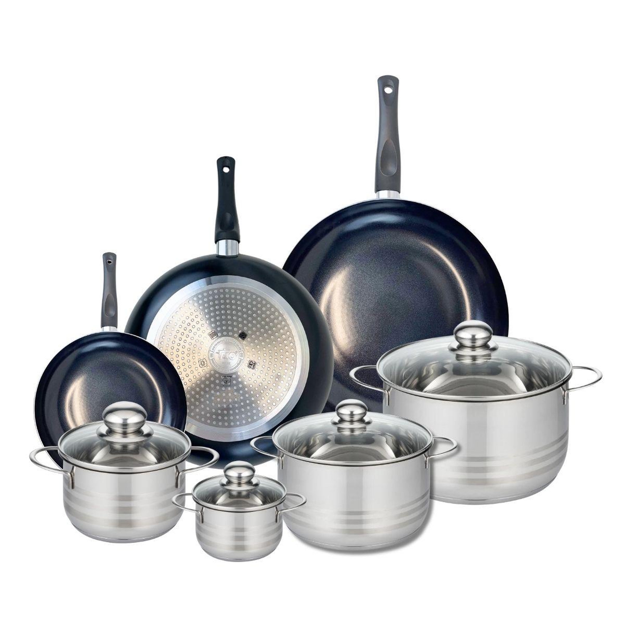 ELO Ensemble de 3 poêles de cuisson 20, 28 et 32 cm et 4 faitouts 12, 16, 20 et 24 cm elo prima brillant