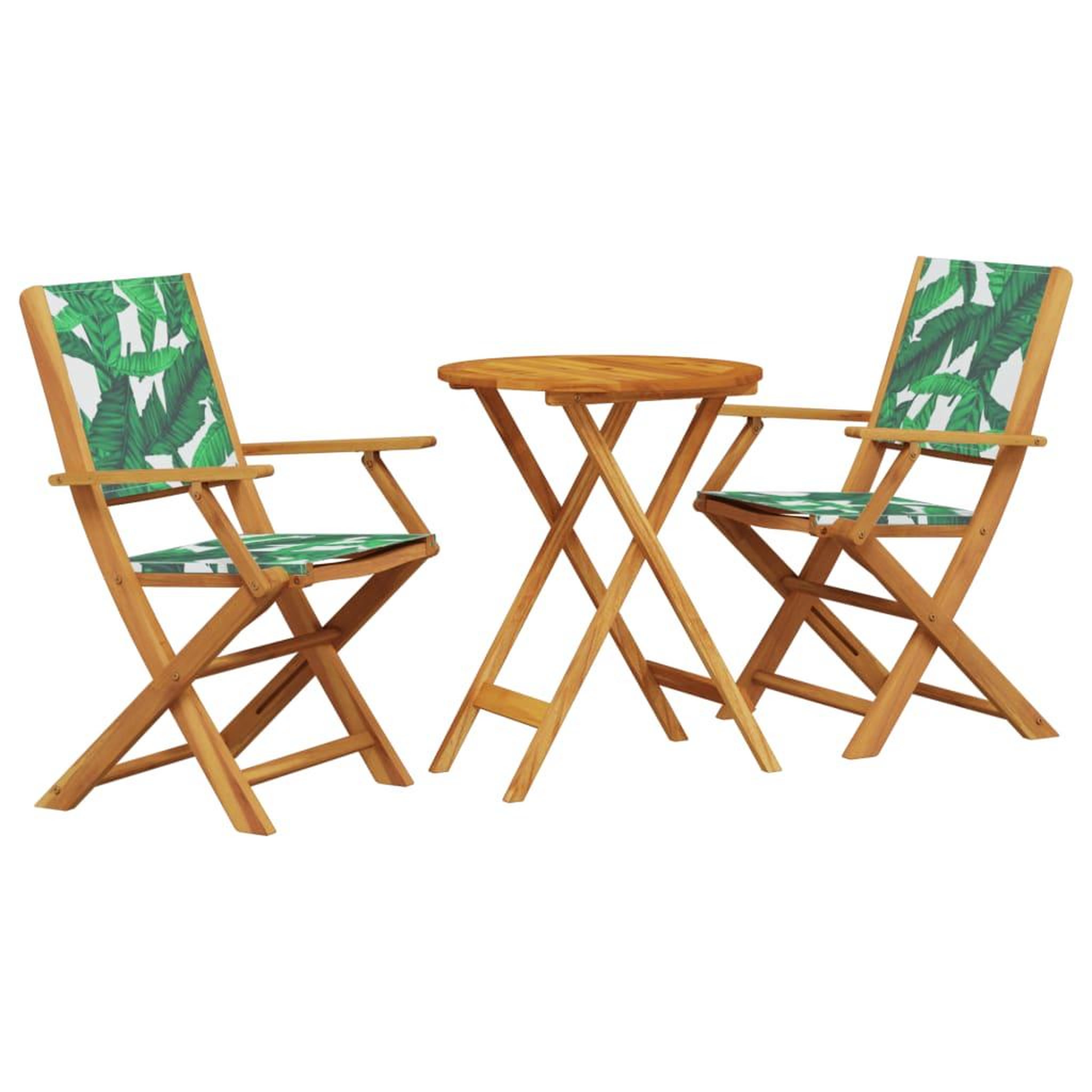 Voir la diapositive 2 : VIDAXL Ensemble de bistro 3 pcs motif de feuilles tissu et bois massif