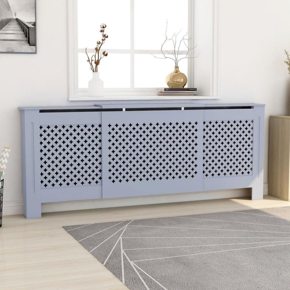 VIDAXL Cache-radiateur MDF Gris 205 cm