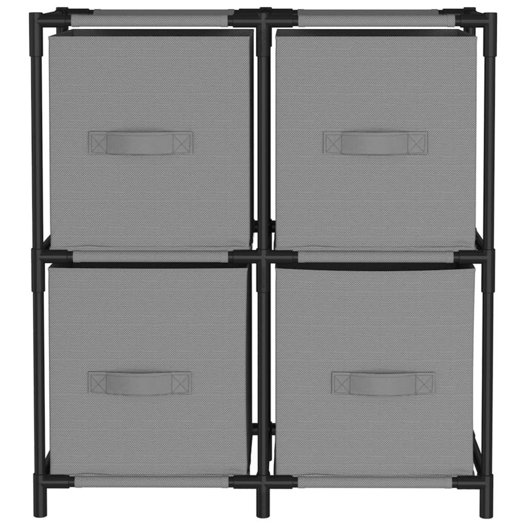 Voir la diapositive 3 : VIDAXL Armoire de rangement 4 paniers en tissu Gris 63x30x71 cm Acier