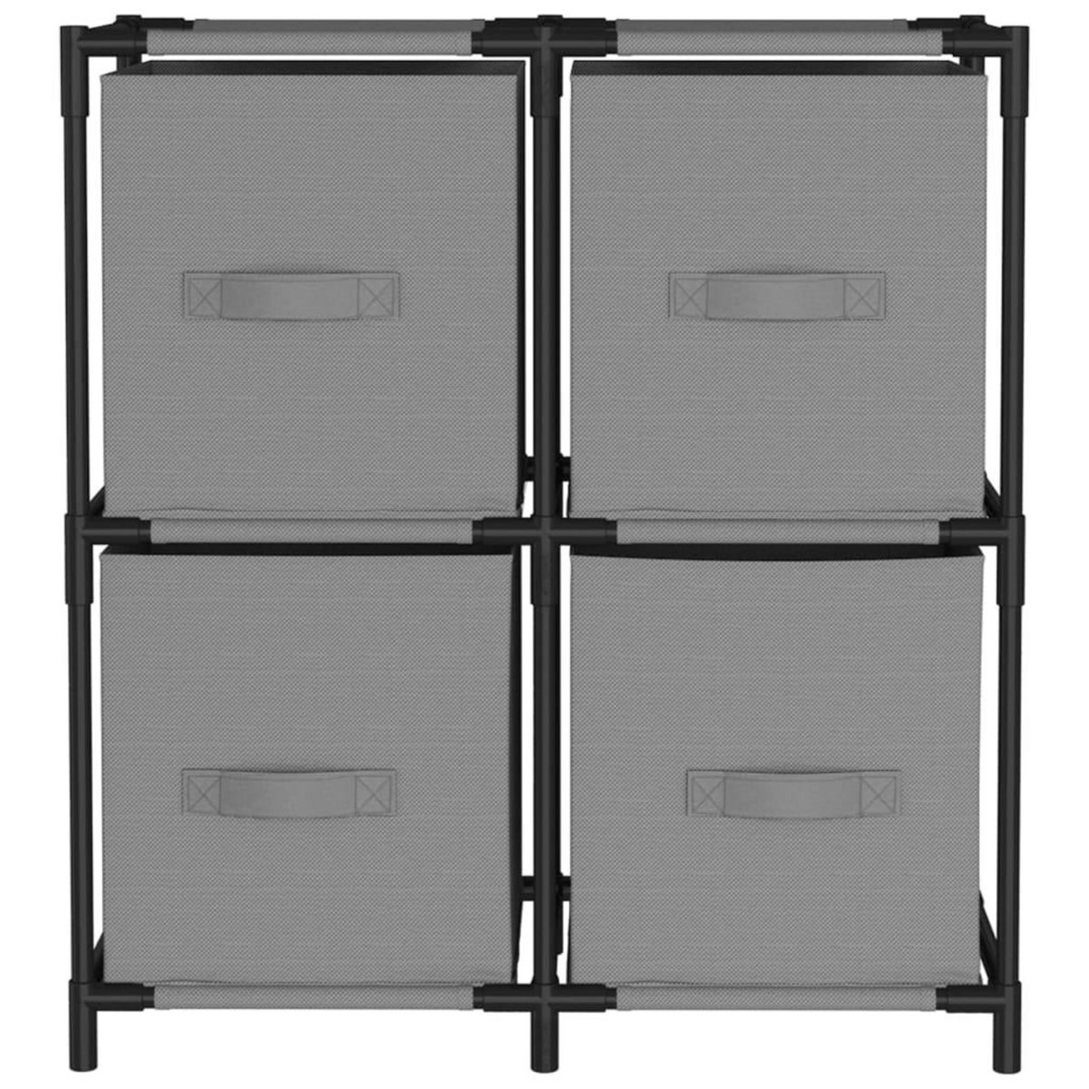 VIDAXL Armoire de rangement 4 paniers en tissu Gris 63x30x71 cm Acier