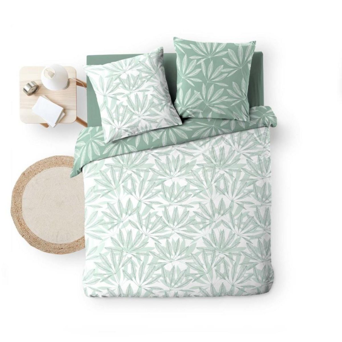 Douceur d'Intérieur Housse de couette 240x220 + 2 taies MALIA sauge 100% coton