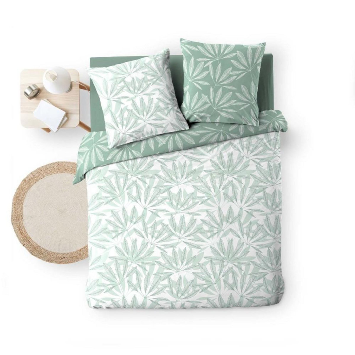 Douceur d'Intérieur Housse de couette 240x220 + 2 taies MALIA sauge 100% coton