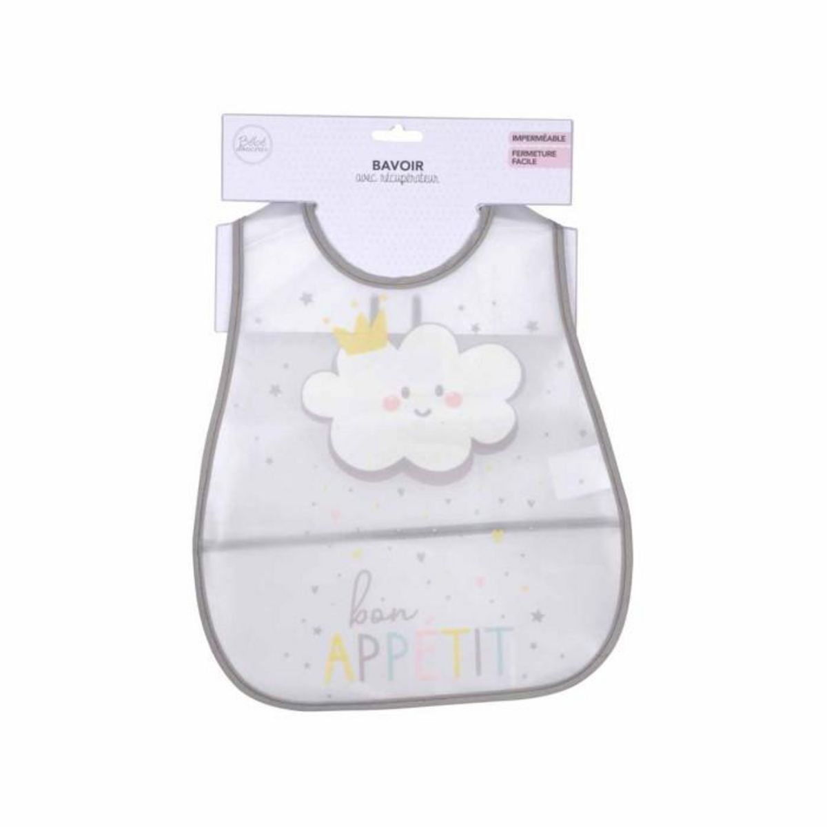 Paris Prix Bavoir avec Récupérateur  Nuage  34cm Gris