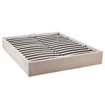 BEST MOBILIER Isa - lit coffre - 160x200 cm - en velours côtelé. Coloris disponibles : Beige