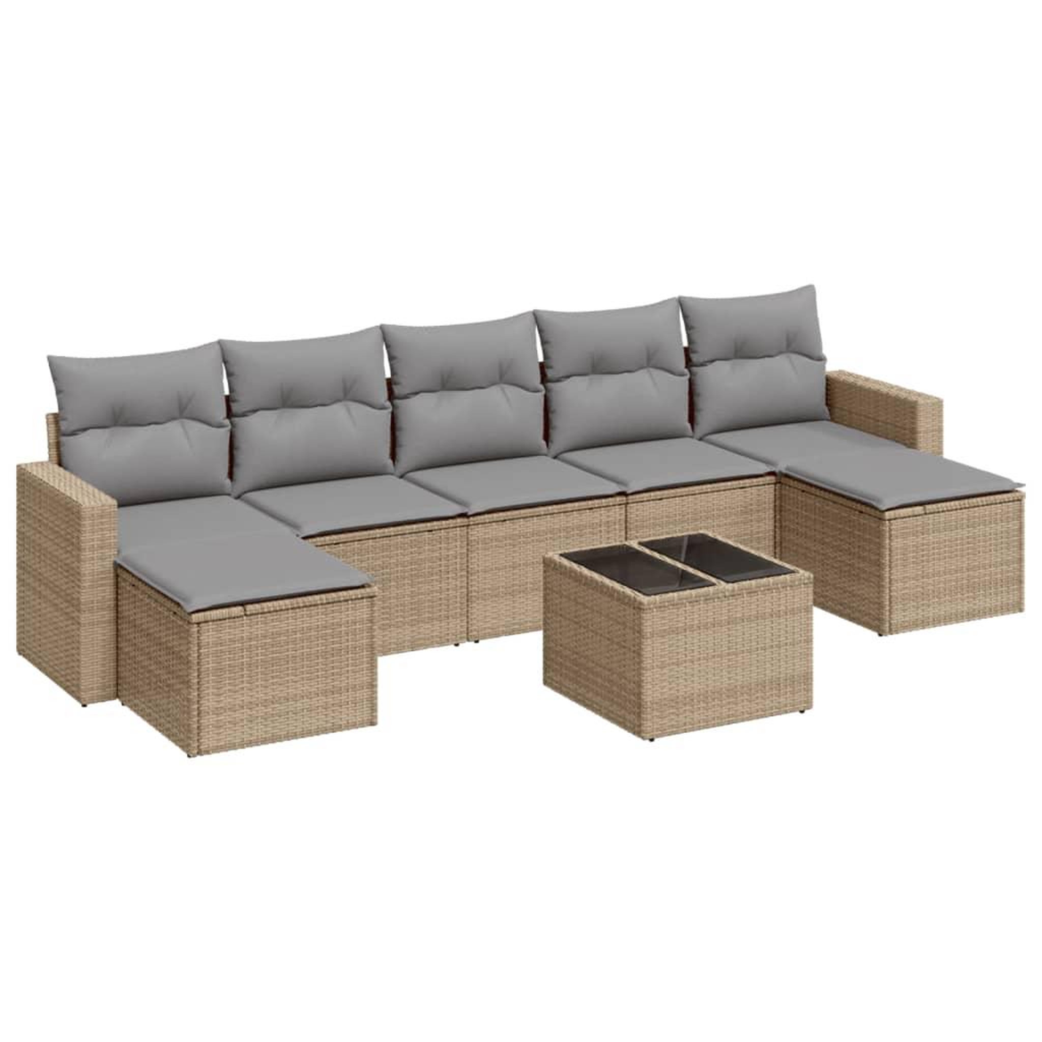 Voir la diapositive 2 : VIDAXL Salon de jardin avec coussins 8 pcs beige resine tressee