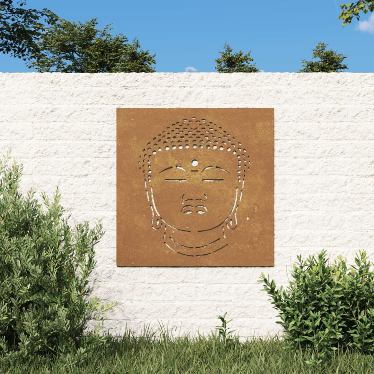 VIDAXL Decoration murale jardin 55x55 cm motif de tete de bouddha
