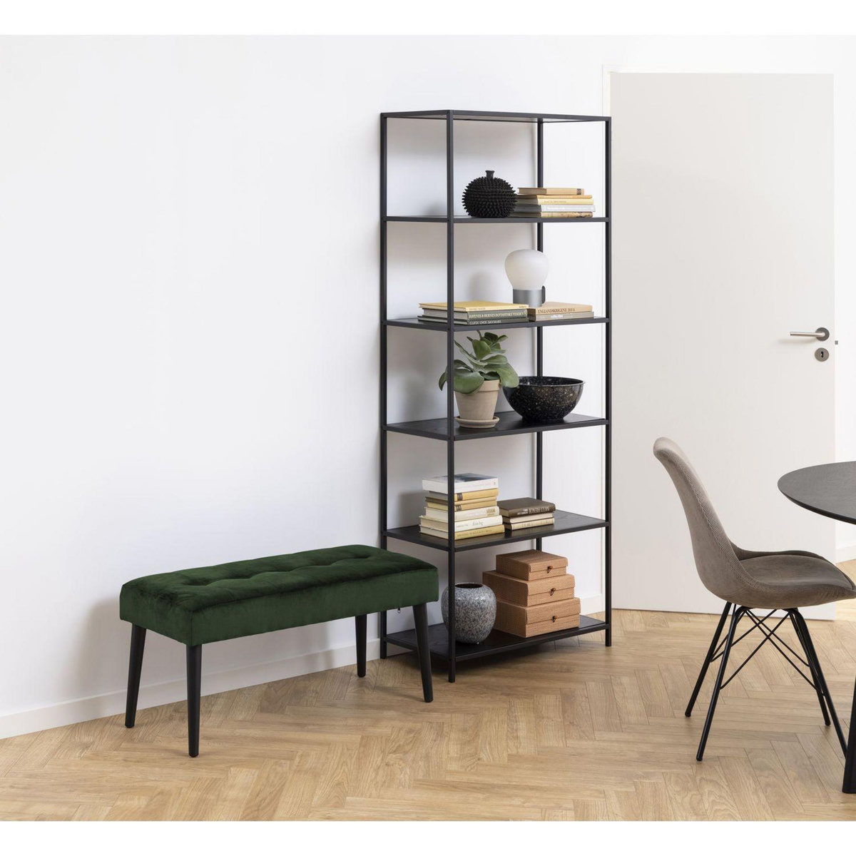 TOILINUX Banc 2 places Bella en métal et tissus effet velours