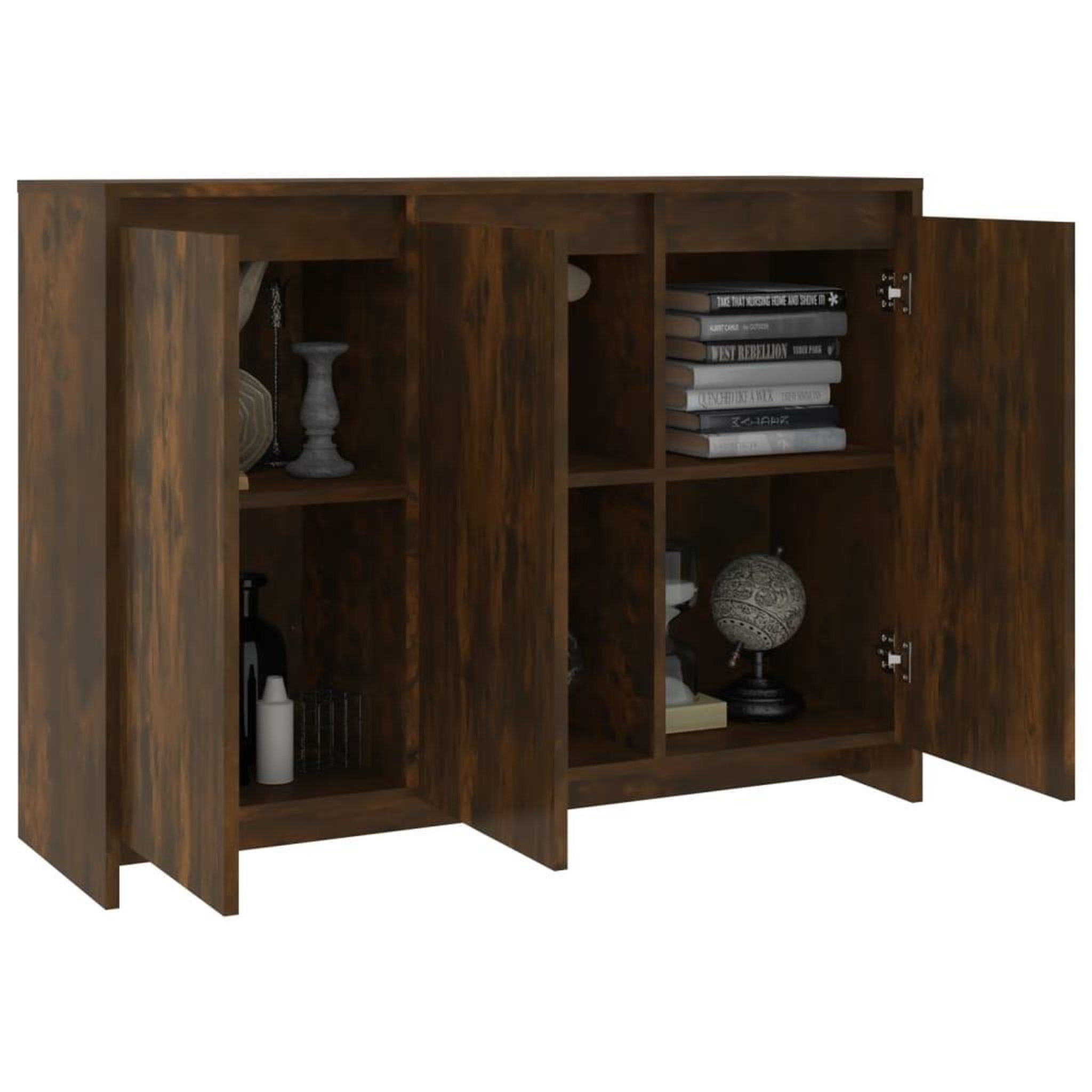 Voir la diapositive 4 : VIDAXL Buffet Chene fume 102x33x75 cm Bois d'ingenierie