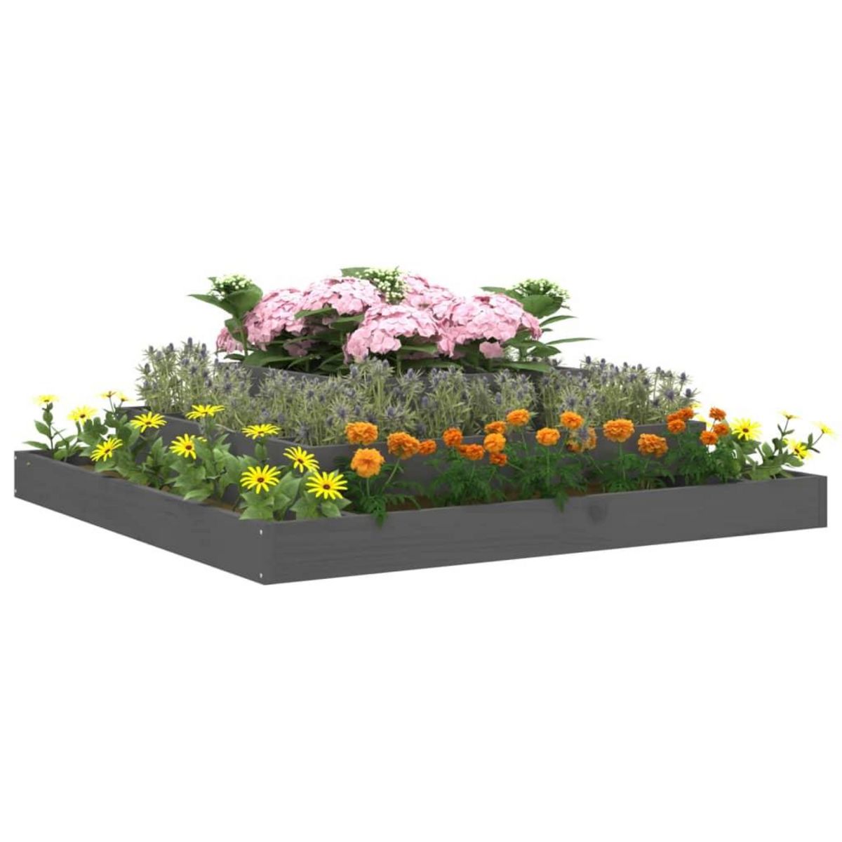 VIDAXL Jardiniere Gris 110x110x27 cm Bois massif de pin