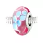 SC CRYSTAL Charm perle rose fleurs verre décoré main et acier par SC Crystal