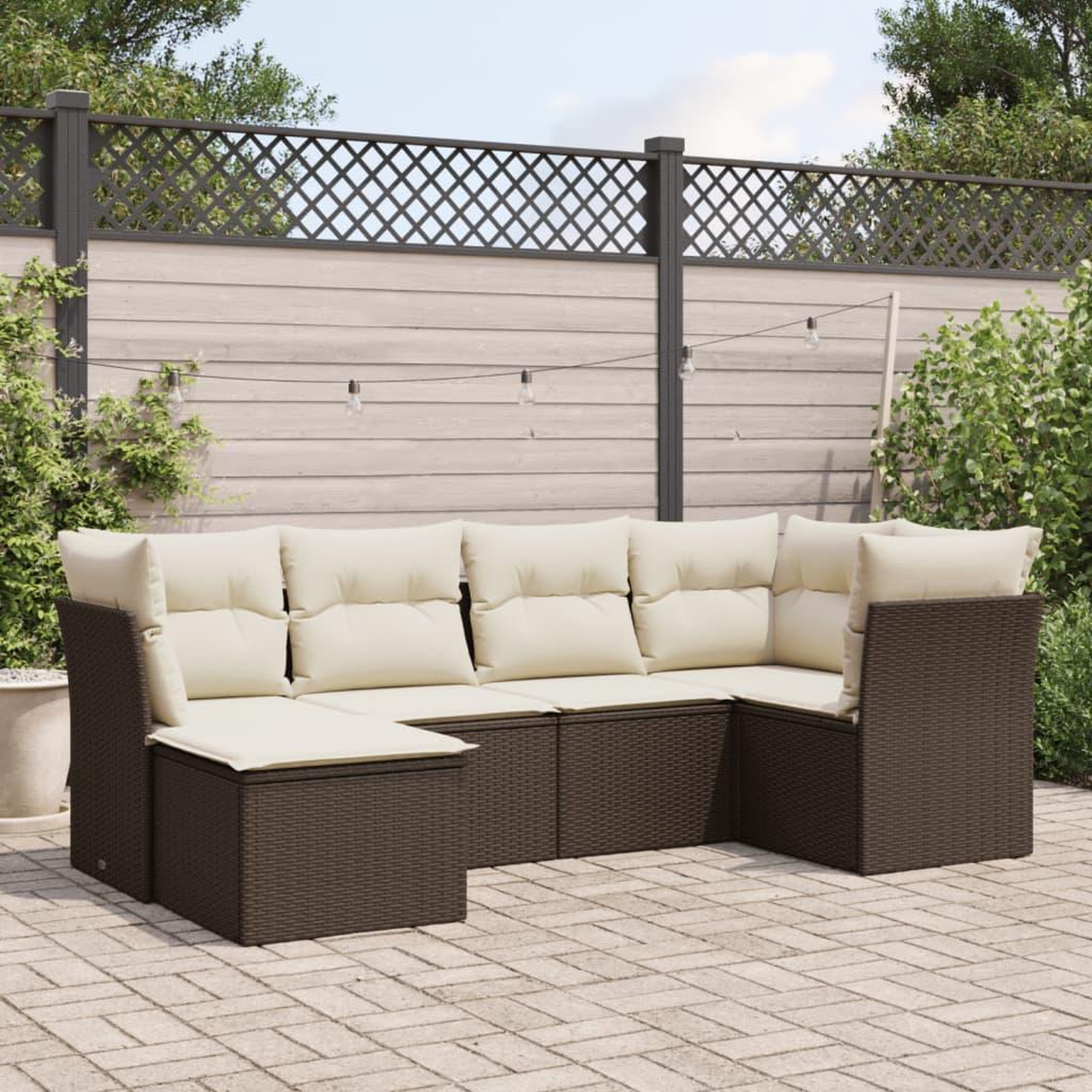 VIDAXL Salon de jardin avec coussins 6 pcs marron resine tressee