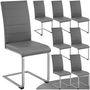 Voir la diapositive 1 : tectake Ensemble de chaises de salle à manger rembourré avec revêtement aspect cuir gris Lot de 8