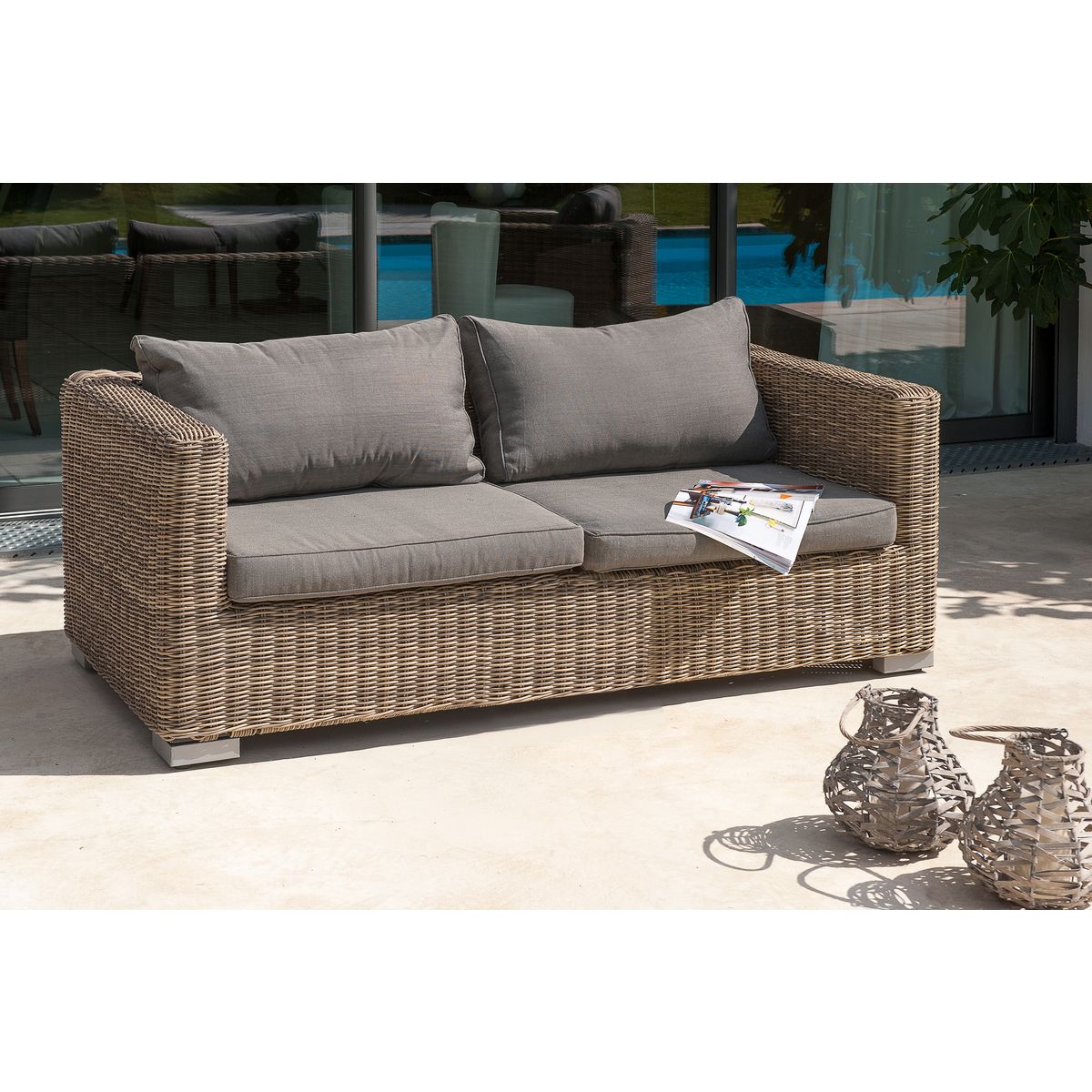 PARIS GARDEN Salon bas de jardin - 4 places - Résine tressée - Miel - MONTMARTRE