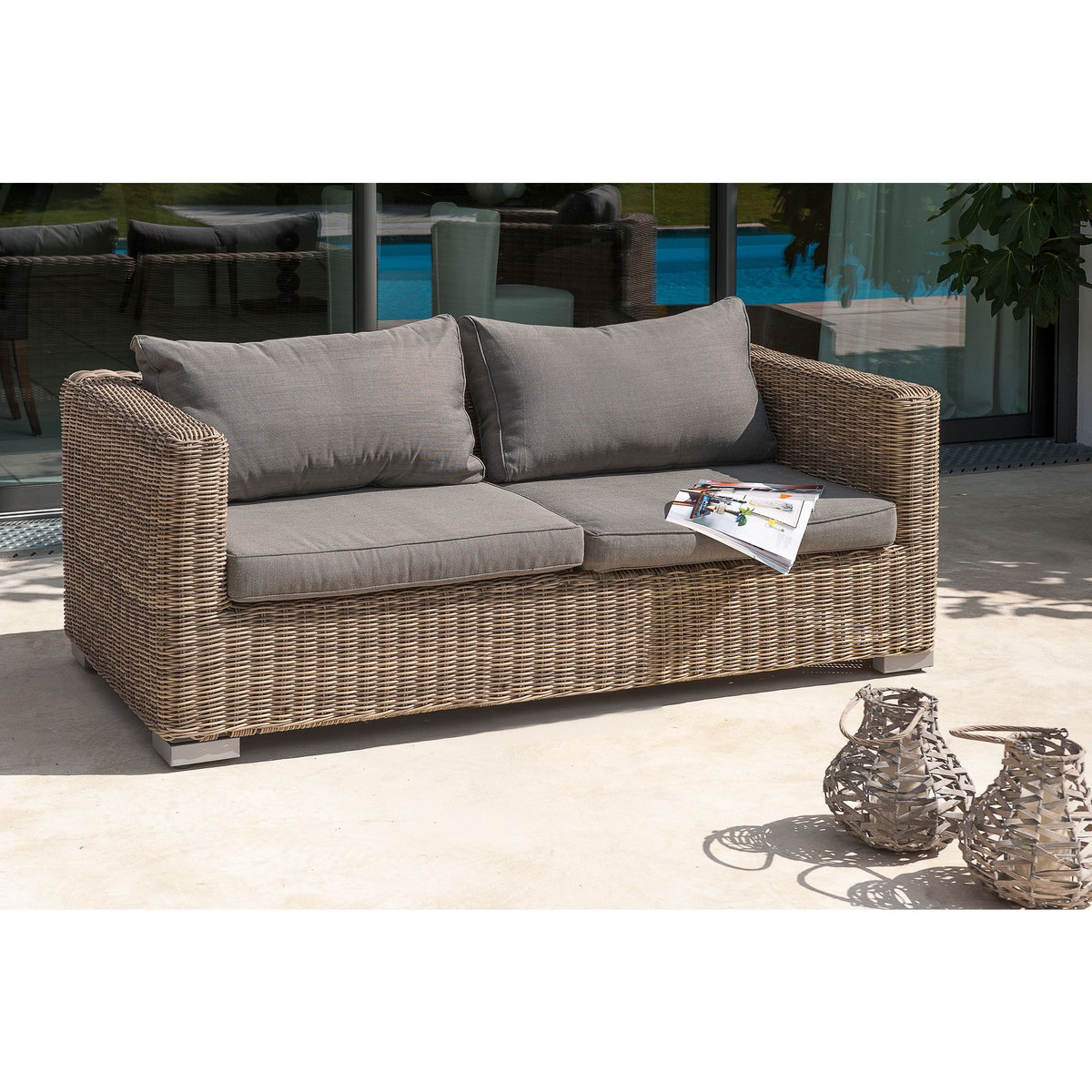 PARIS GARDEN Salon bas de jardin - 4 places - Résine tressée - Miel - MONTMARTRE