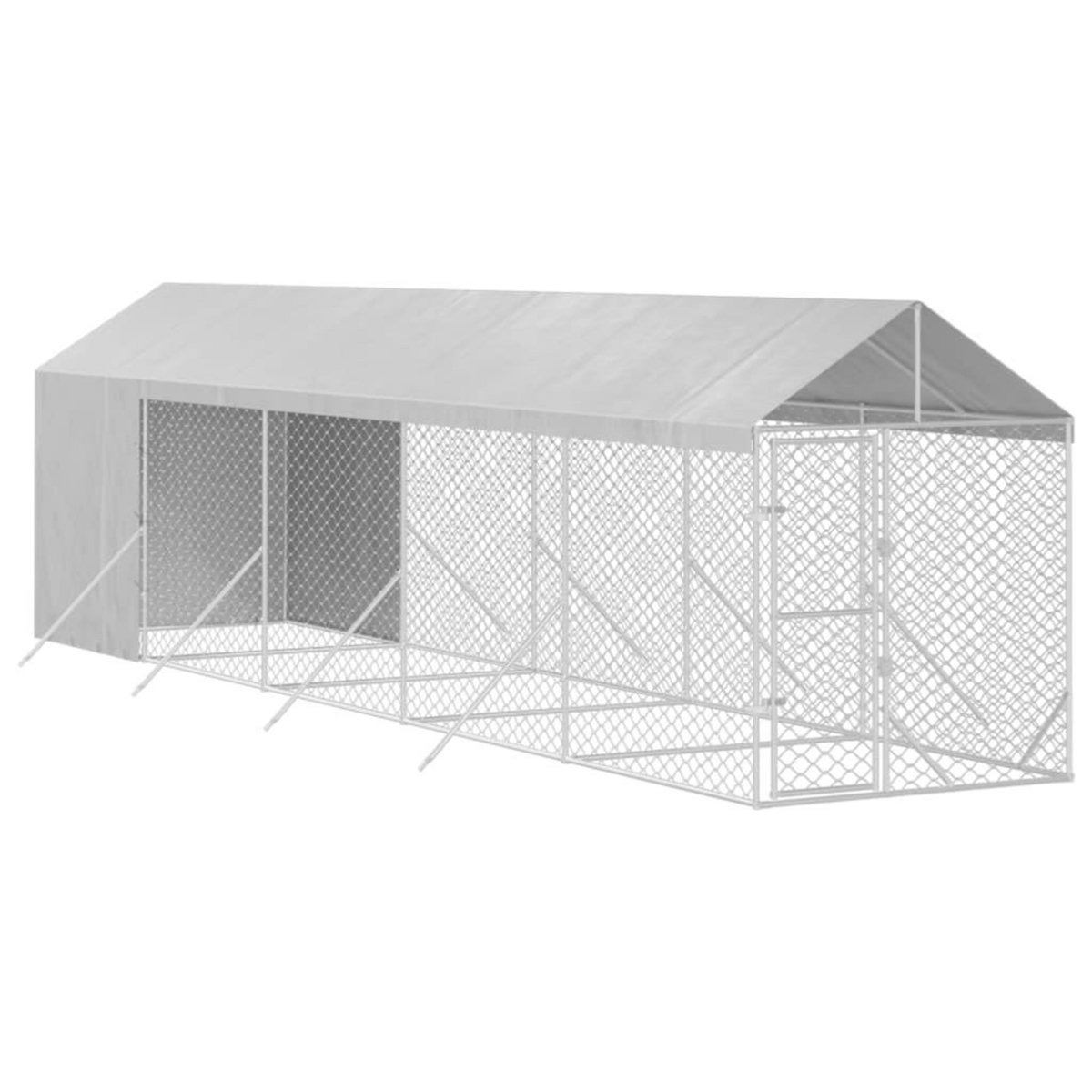 VIDAXL Chenil d'exterieur pour chiens avec toit argente 2x10x2,5 m