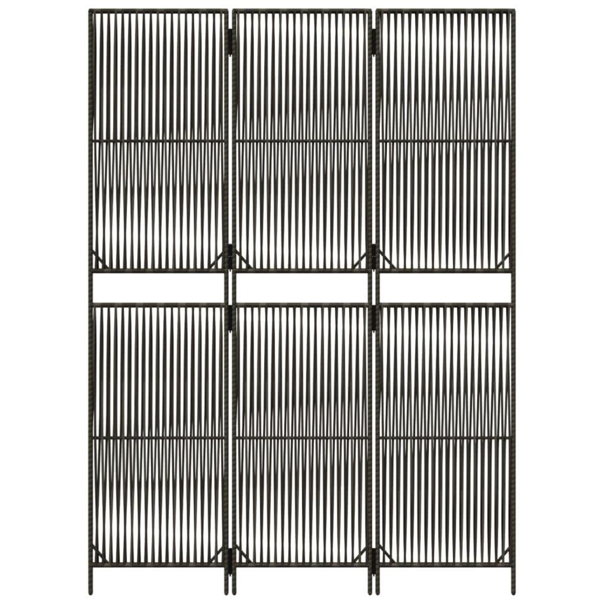 VIDAXL Cloison de separation 3 panneaux gris resine tressee