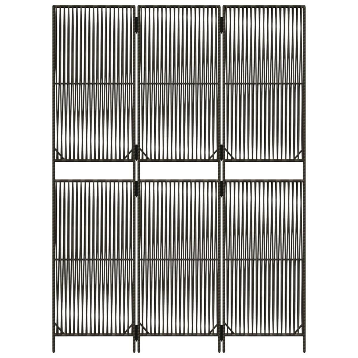 VIDAXL Cloison de separation 3 panneaux gris resine tressee