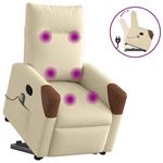 VIDAXL Fauteuil inclinable de massage Creme Tissu