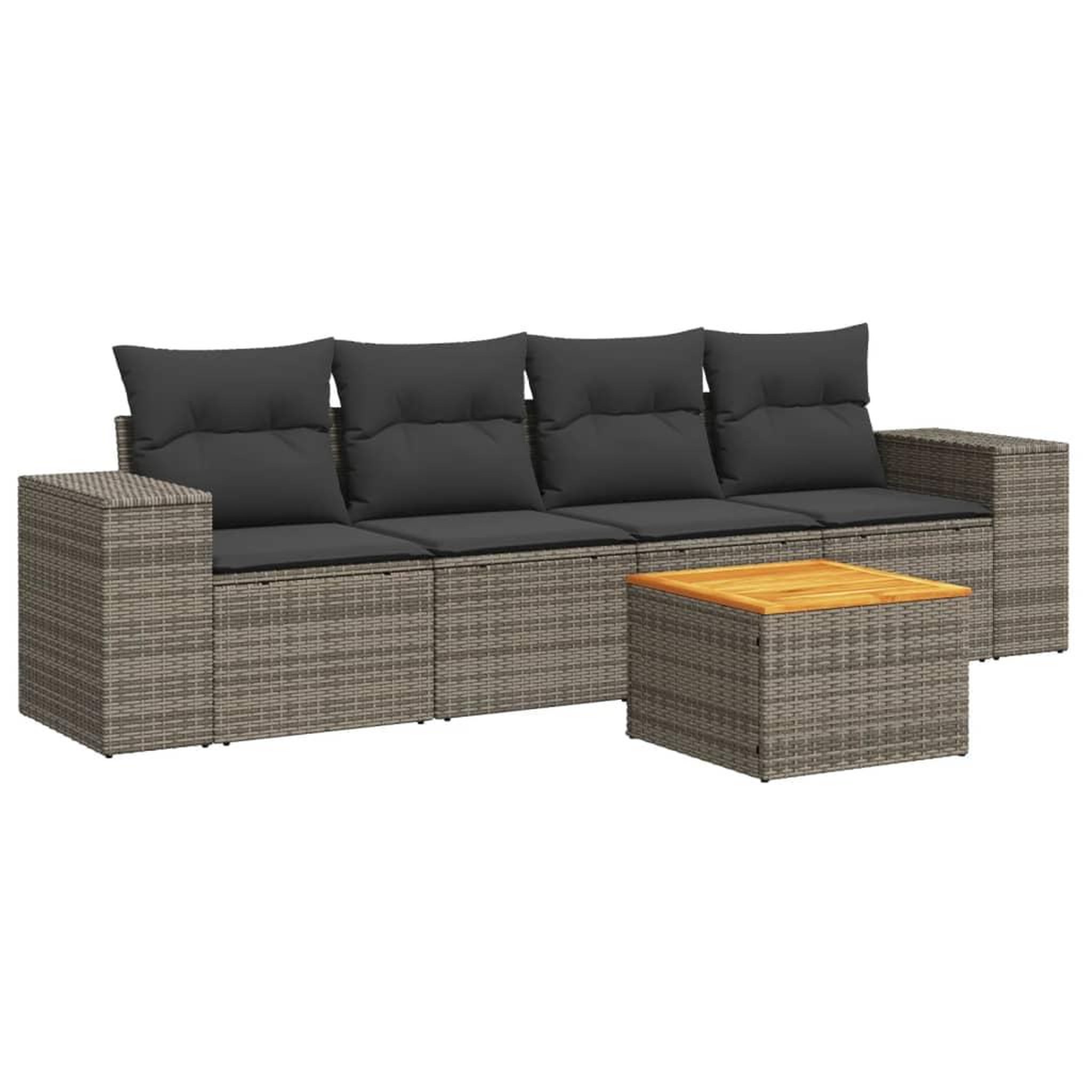 Voir la diapositive 2 : VIDAXL Salon de jardin 5 pcs avec coussins gris resine tressee