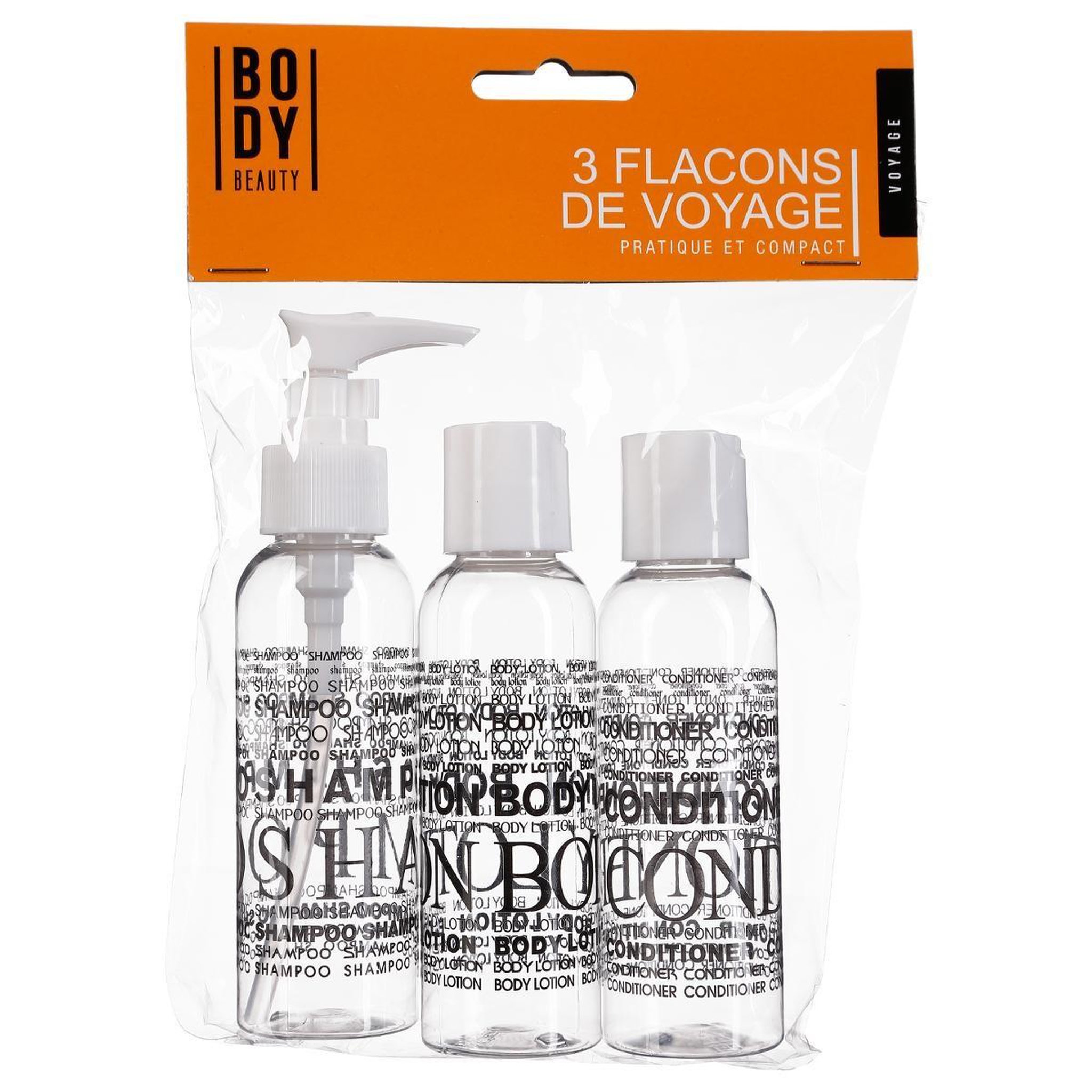Voir la diapositive 4 : Body beauty Set de 3 flacons  voyage  13cm transparent