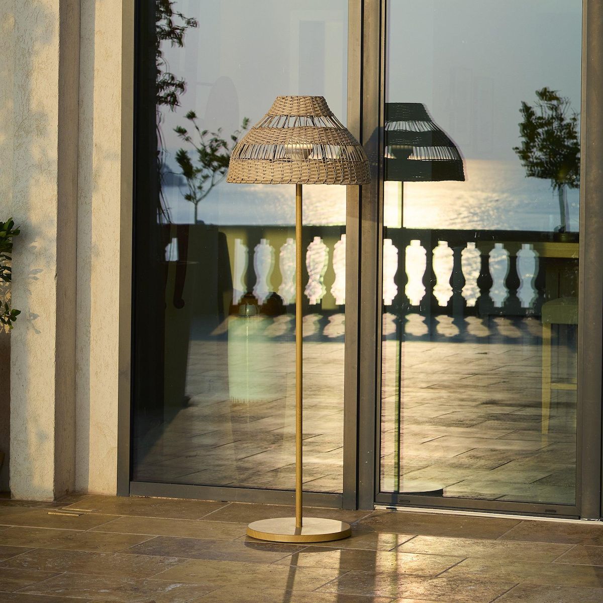 Lumisky Lampadaire sans fil ELION Beige Rotin H168cm