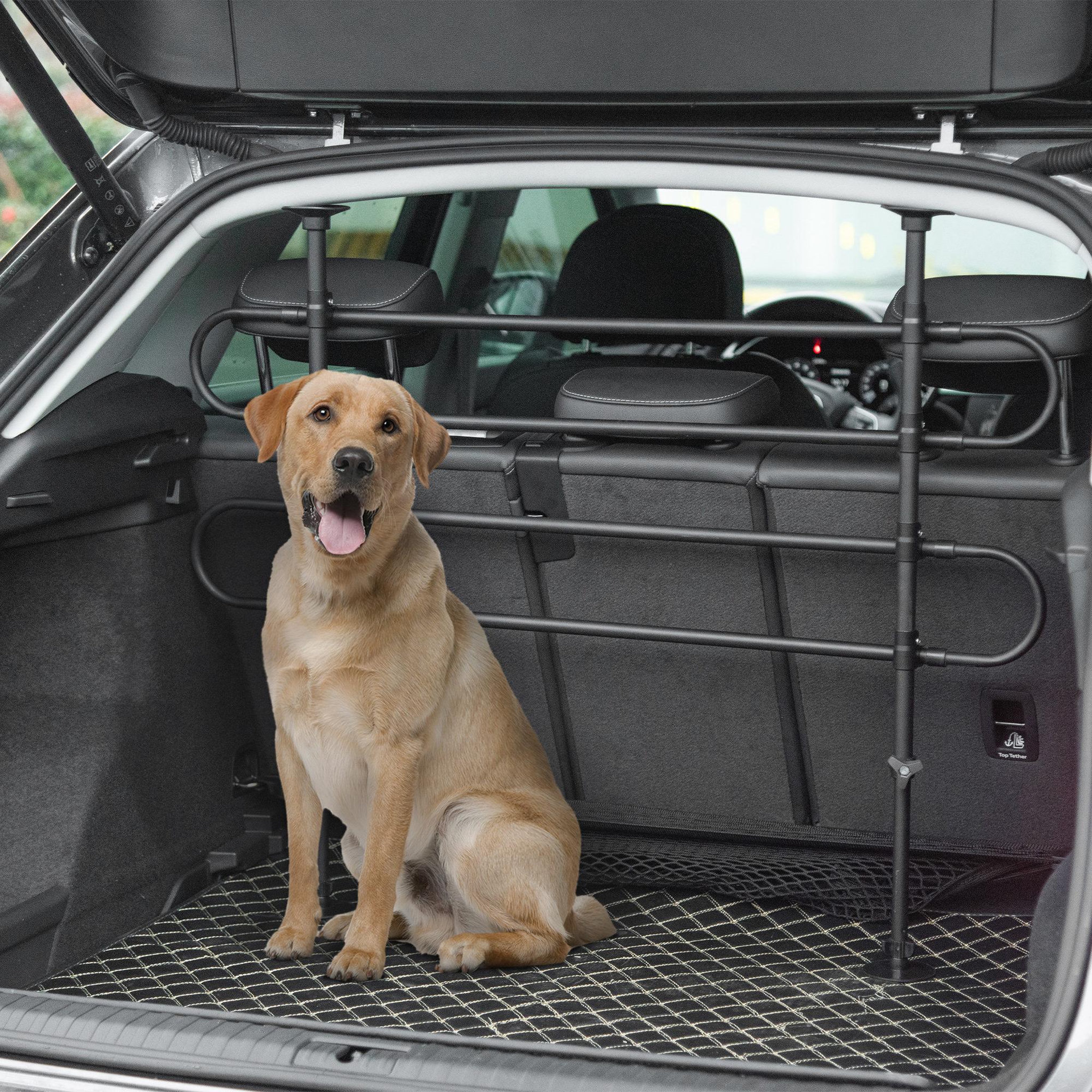 Voir la diapositive 2 : PAWHUT Barrière grille de séparation universelle voiture pour chien réglable 87-135l x 60-105h cm kit complet installation inclus noir
