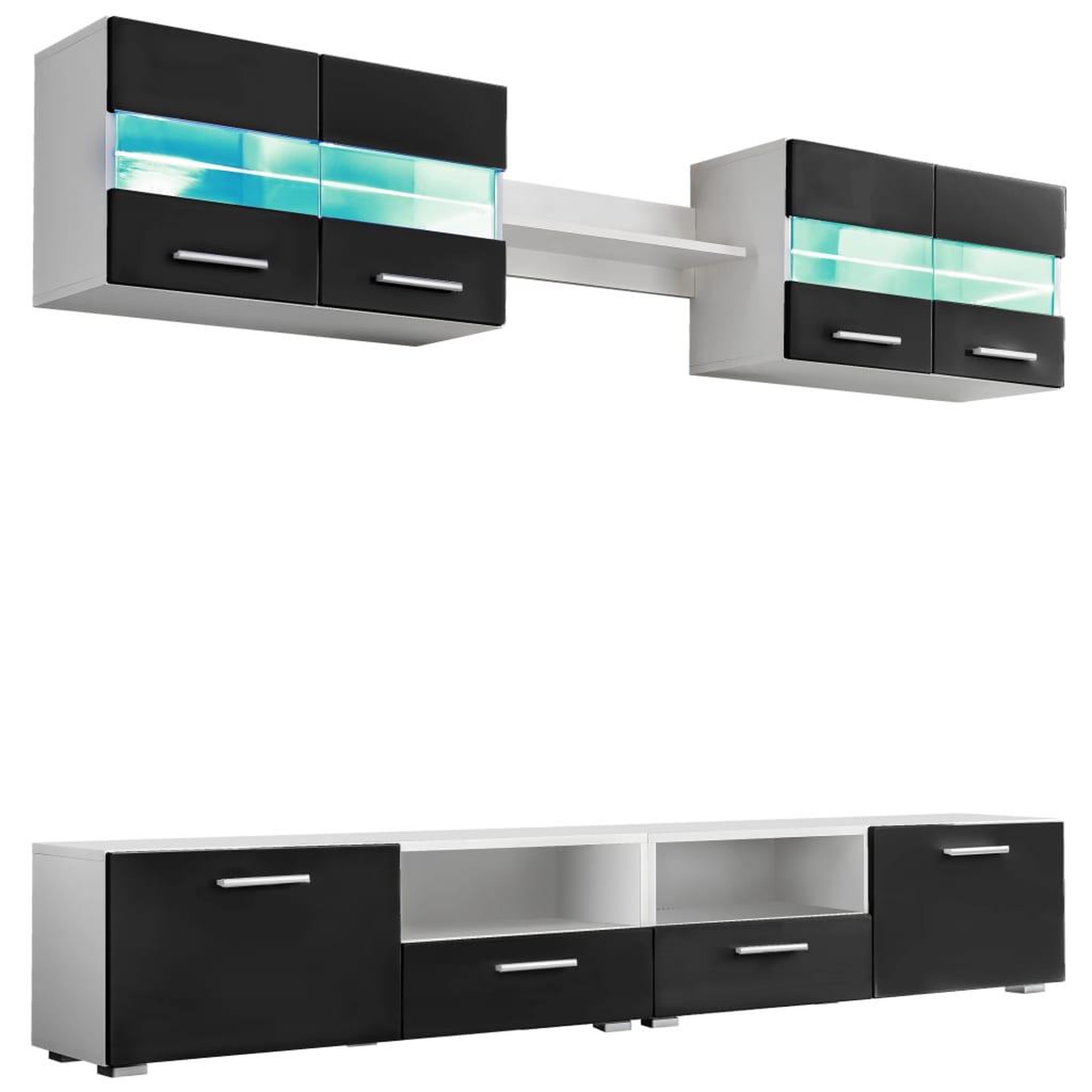 Voir la diapositive 2 : VIDAXL Ensemble mural pour TV 5 pcs avec lumieres LED Noir brillant