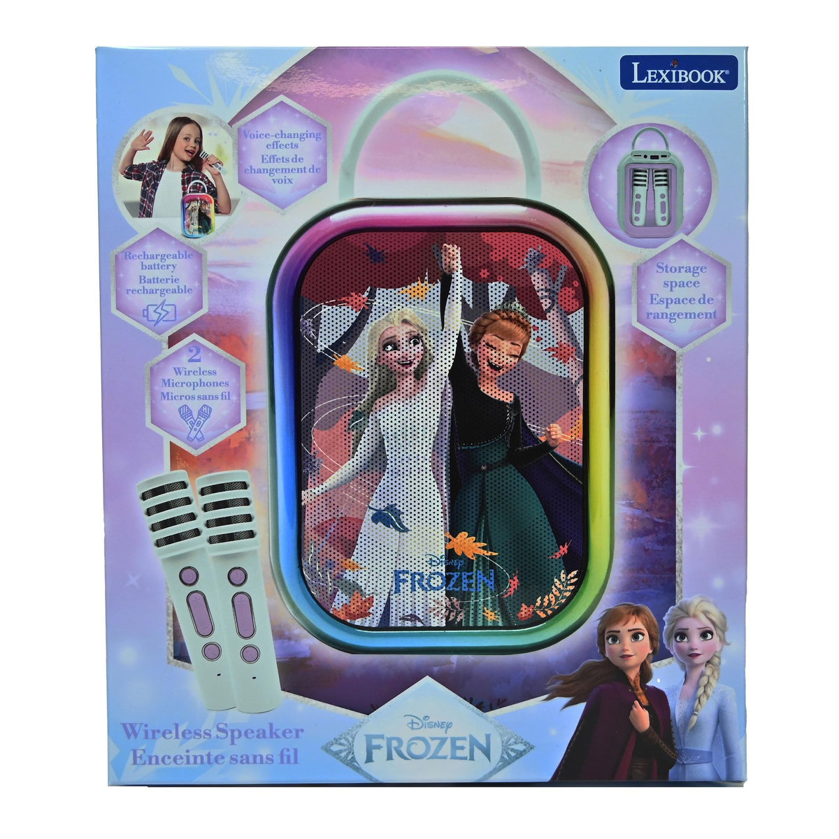 Lexibook La Reine des Neiges Karaoke Bluetooth Stitch avec 2 micros sans fil