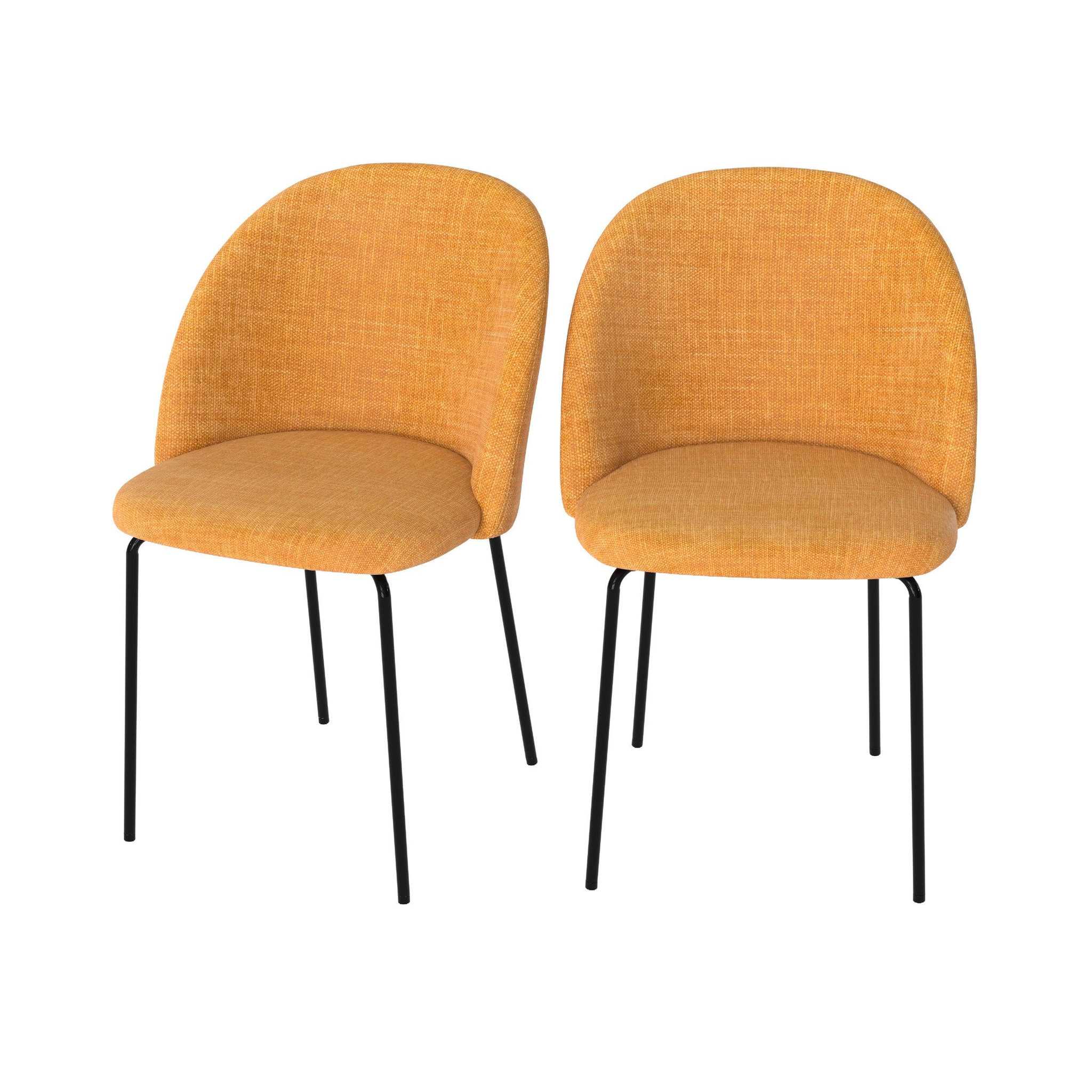 MAISON PAVANE Lot de 2 chaises en tissu texturé jaune moutarde-karl