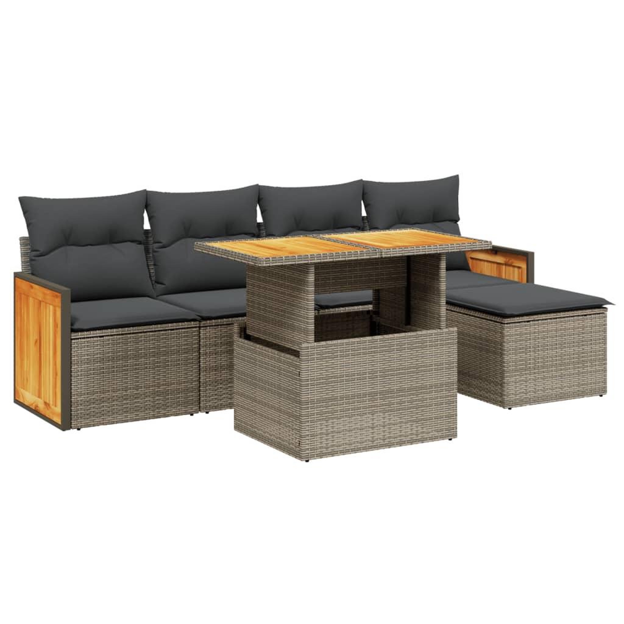 Voir la diapositive 2 : VIDAXL Salon de jardin 6 pcs avec coussins gris resine tressee