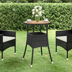 VIDAXL Table de jardin Ø60x75 cm Acacia et résine tressée Noir