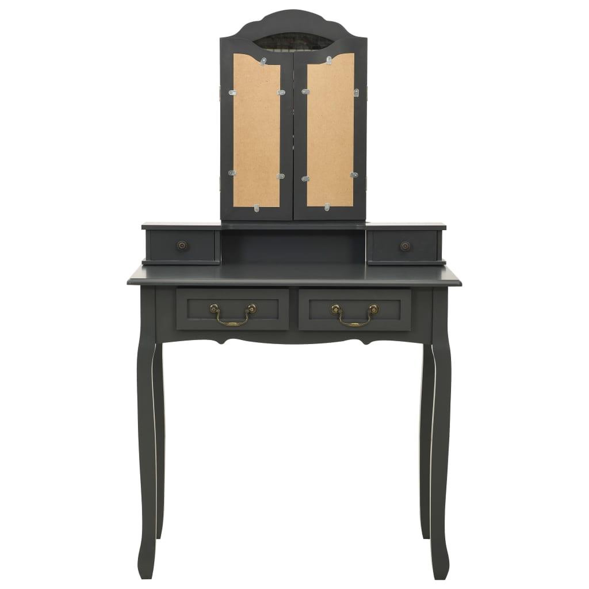 Voir la diapositive 4 : VIDAXL Ensemble de coiffeuse avec tabouret Gris 80x69x141 cm Paulownia