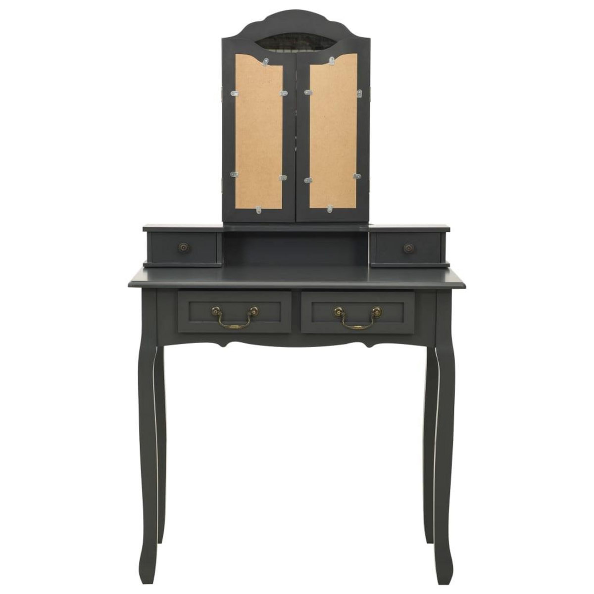 VIDAXL Ensemble de coiffeuse avec tabouret Gris 80x69x141 cm Paulownia