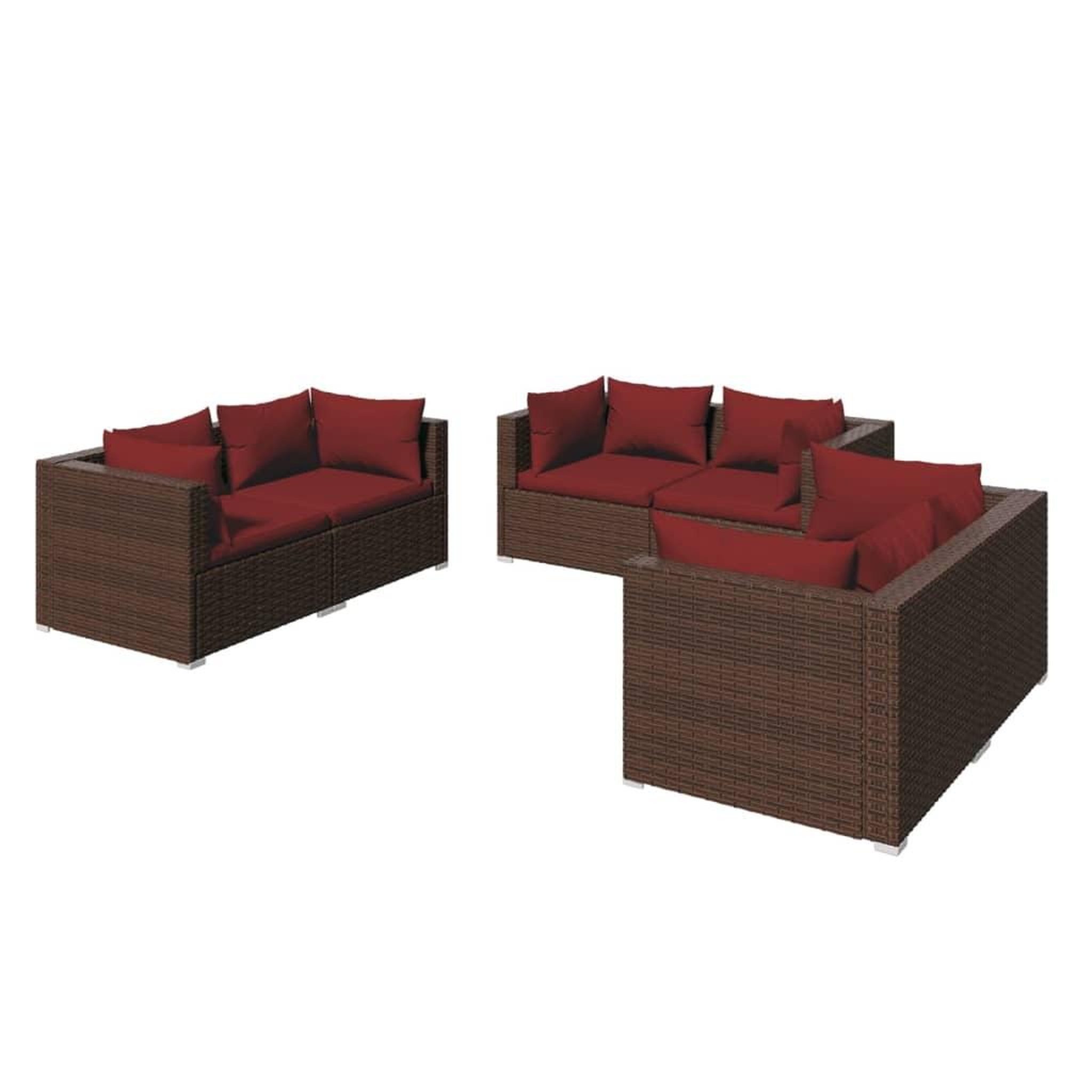 Voir la diapositive 2 : VIDAXL Salon de jardin 6 pcs avec coussins Resine tressee Marron