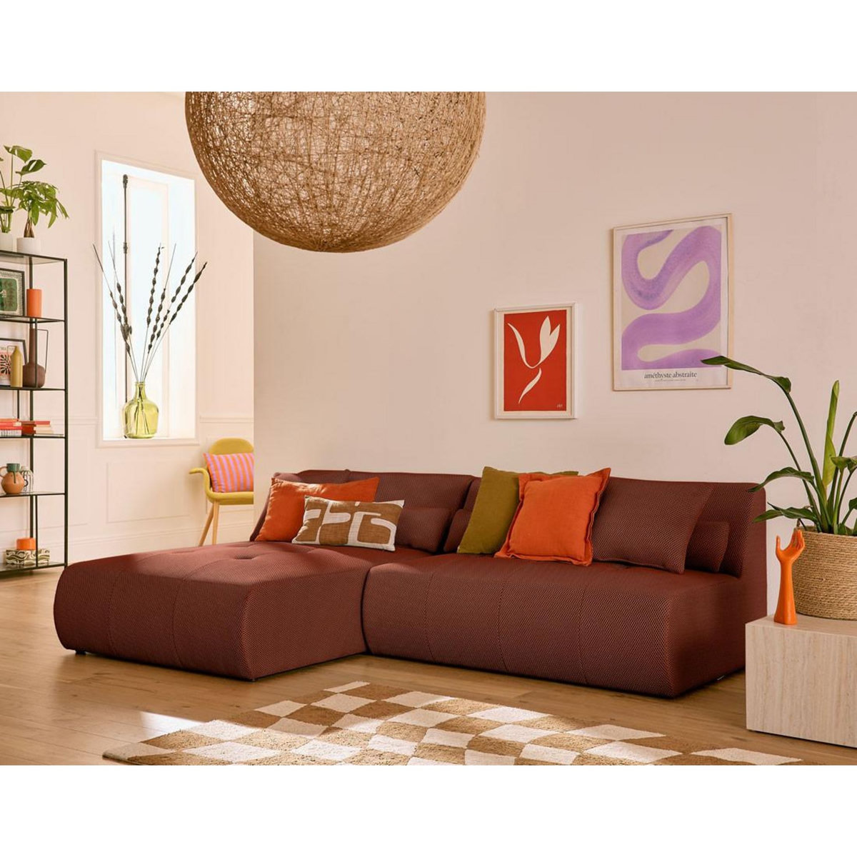 LISA DESIGN Onyx - canapé modulable d'angle réversible 4 places - en tissu mailles 3d
