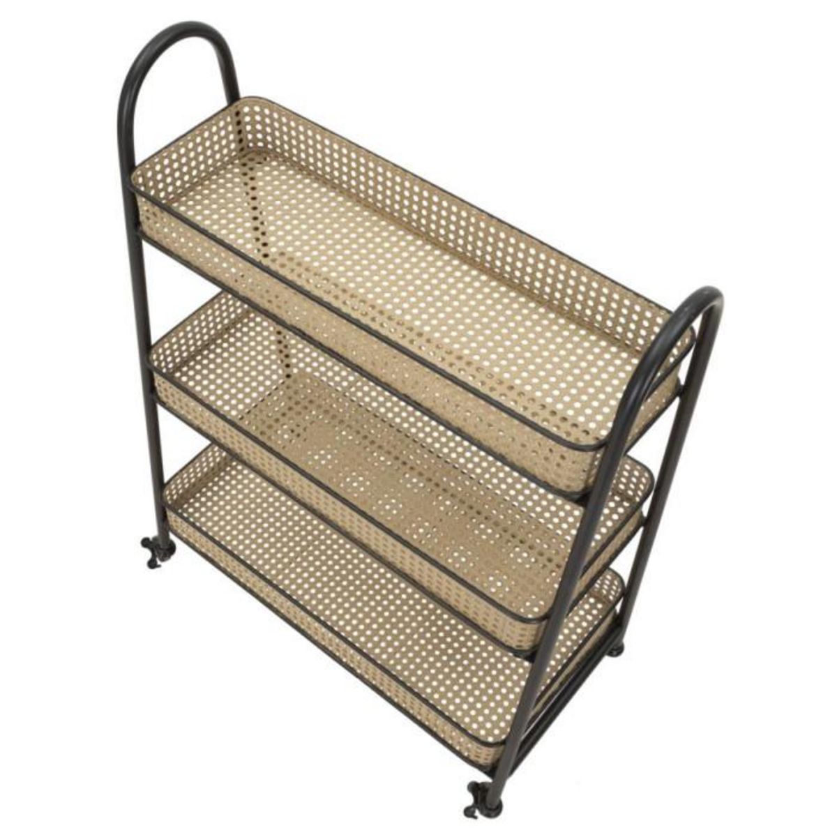 Paris Prix Desserte de Cuisine 3 Niveaux  Fuji  80cm Naturel & Noir