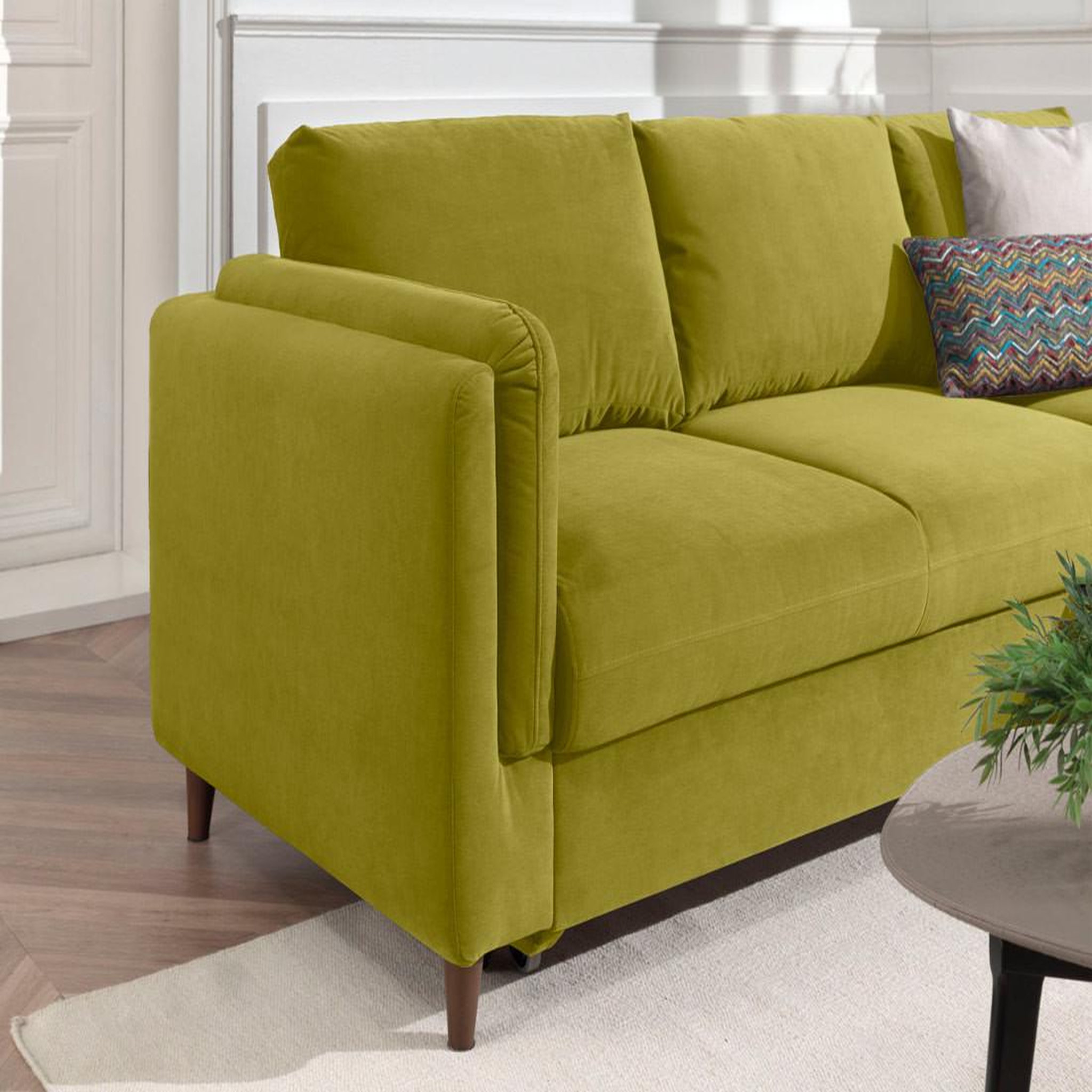 Voir la diapositive 5 : BEST MOBILIER Brooke - canapé d'angle droit - convertible avec coffre - 4 places - en velours