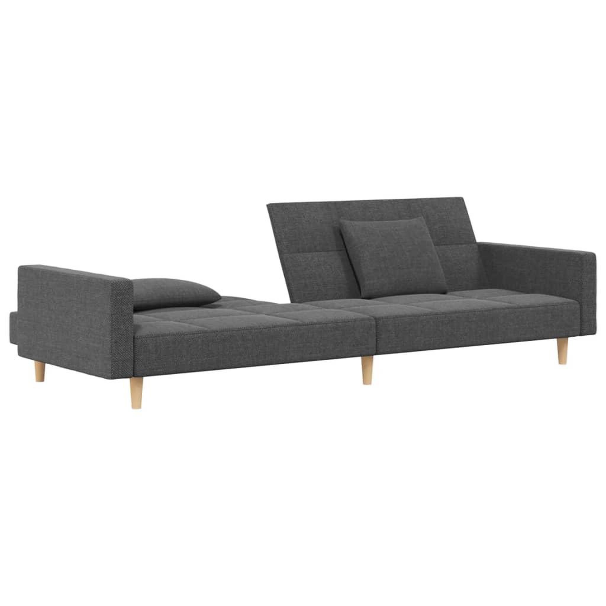 Voir la diapositive 4 : VIDAXL Canape-lit a 2 places avec deux oreillers gris clair tissu