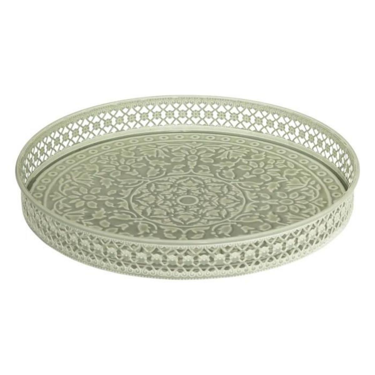 ATMOSPHERA Lot de 2 Plateaux Déco  Wild Romance  31cm Blanc & Vert
