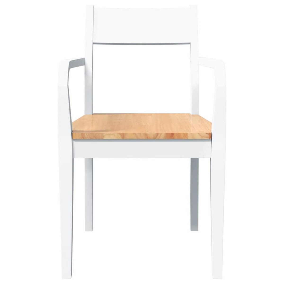 VIDAXL Chaises a manger 2 pcs blanc bois massif caoutchouc