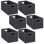 TOILINUX Lot de 6 Boîtes de rangement rectangulaire en MDF. Coloris disponibles : Gris, Beige, Blanc