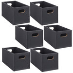 TOILINUX Lot de 6 Boîtes de rangement rectangulaire en MDF. Coloris disponibles : Blanc, Gris, Beige