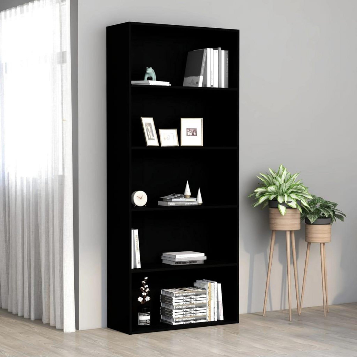 VIDAXL Bibliotheque a 5 niveaux Noir 80x30x189 cm Bois d'ingenierie