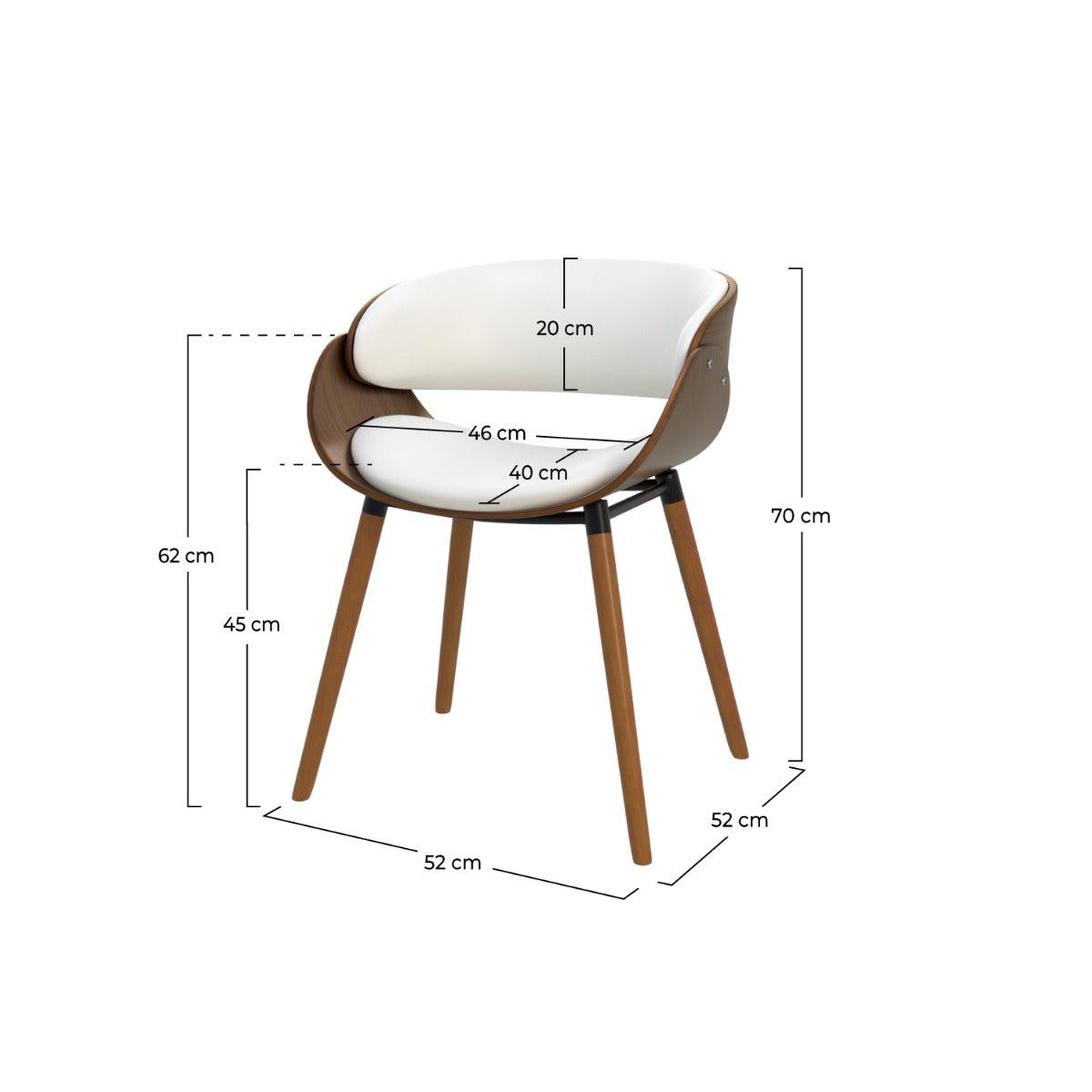 Voir la diapositive 4 : MAISON PAVANE Chaise en cuir synthétique blanc et bois plaqué noyer-polo