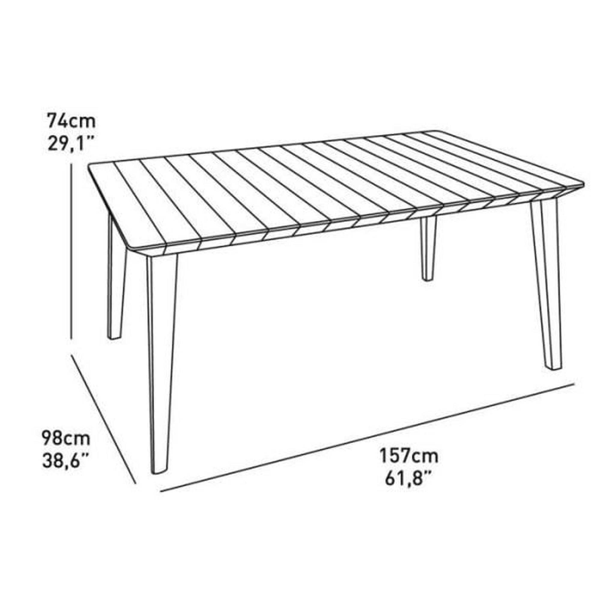 Voir la diapositive 4 : ALLIBERT by KETER Table de jardin - rectangulaire 160cm - gris graphite - en résine - 6 personnes - Lima - Allibert by KETER