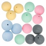 Artemio 15 perles en silicone rondes 15 mm - multicolore
