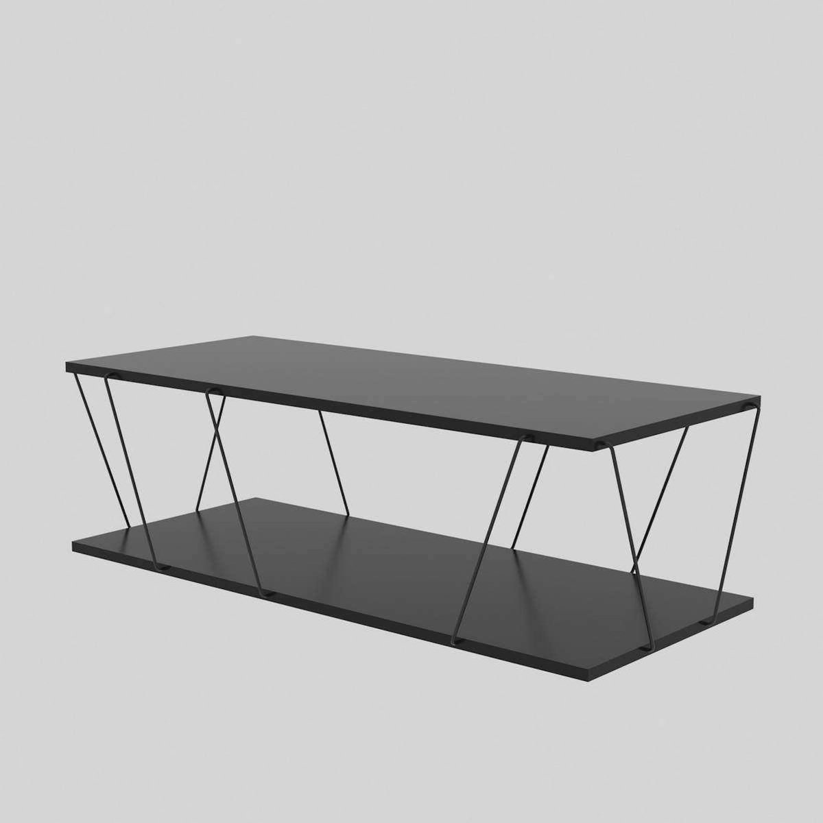 Habitat et Jardin Table basse en bois  Zisino  - 120 x 50 x 30 cm - Anthracite