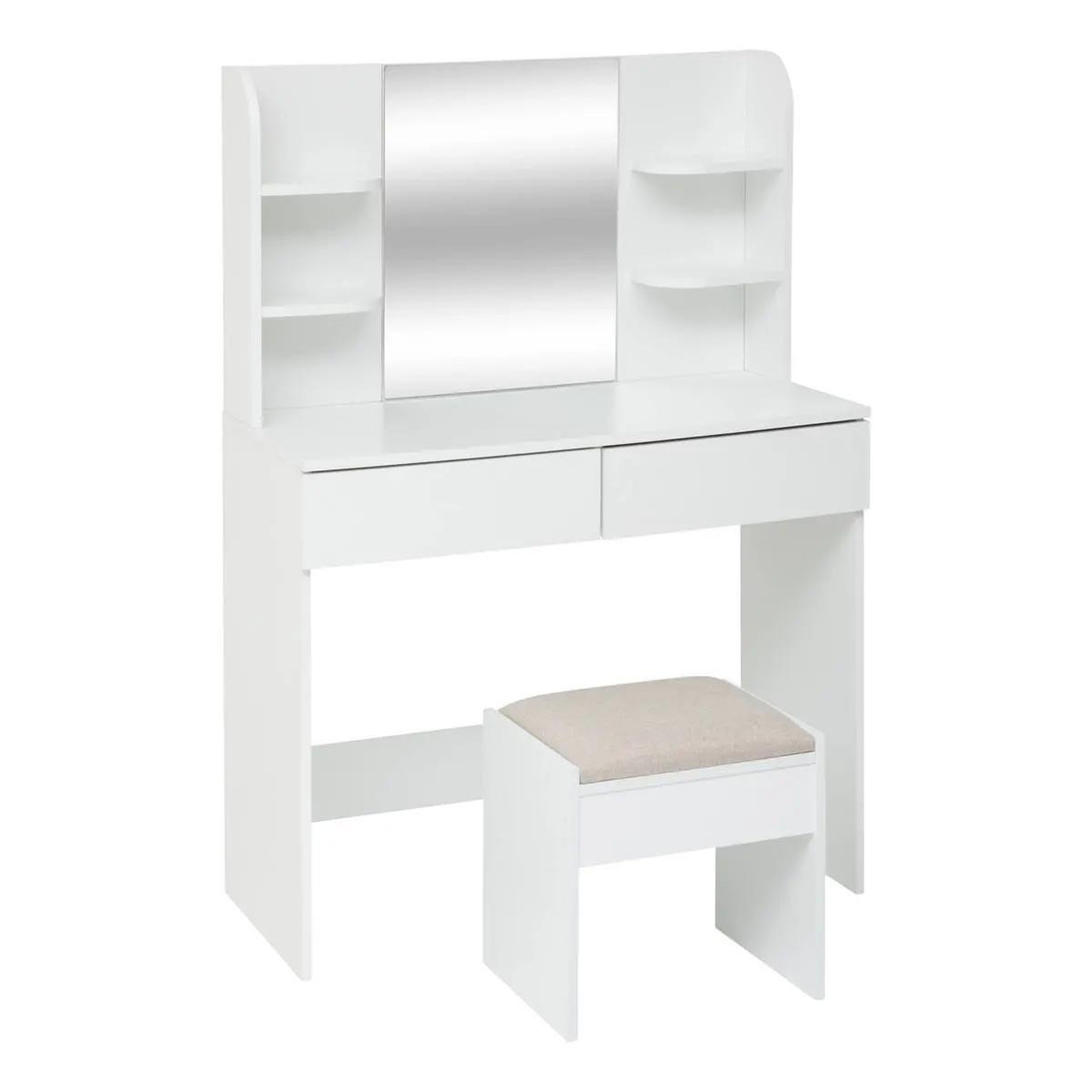 FIVE Coiffeuse 2 tiroirs avec tabouret  dolo  125cm blanc